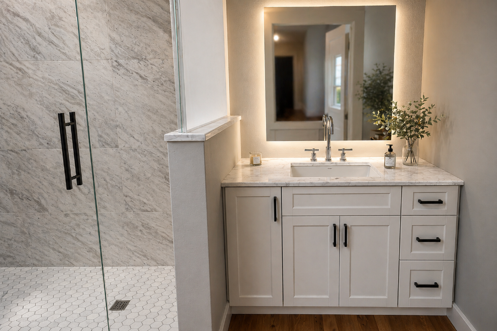 Backlit vanity remodel