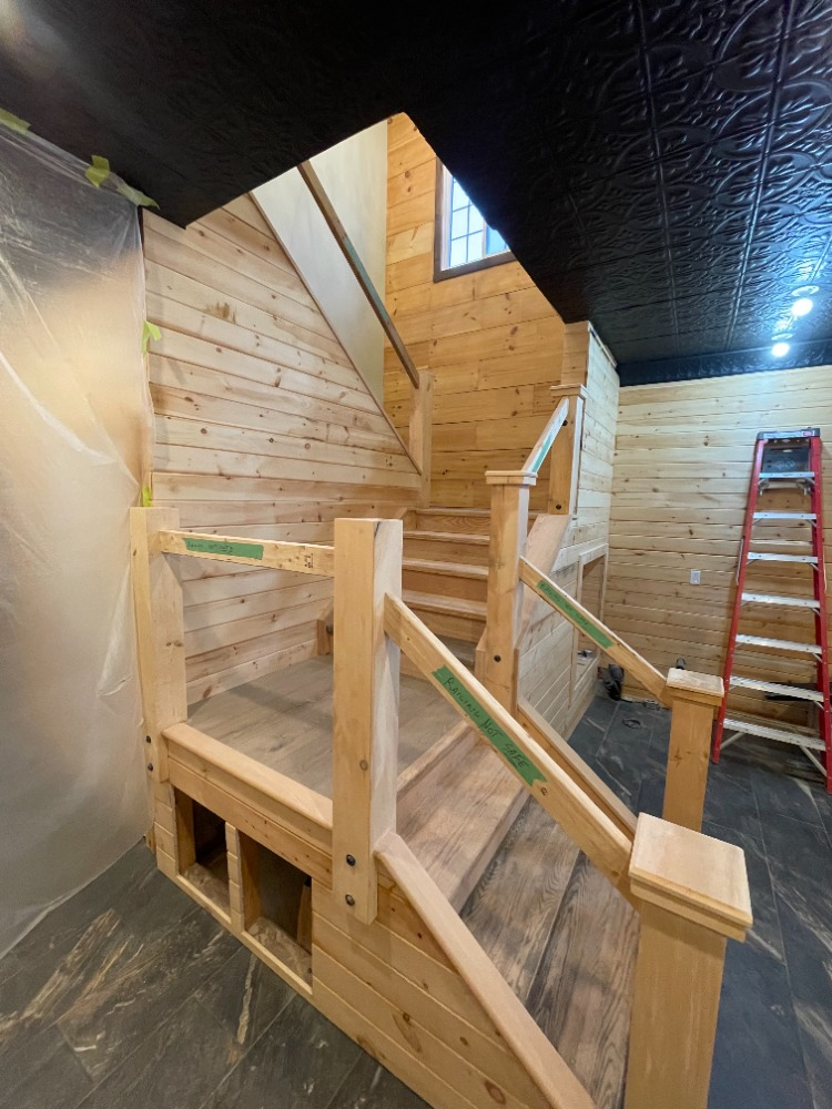 Timber staircase in progress