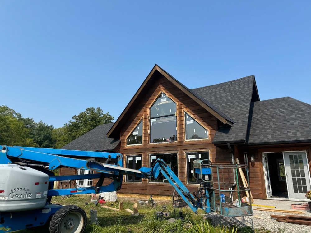Lakeside exterior during install
