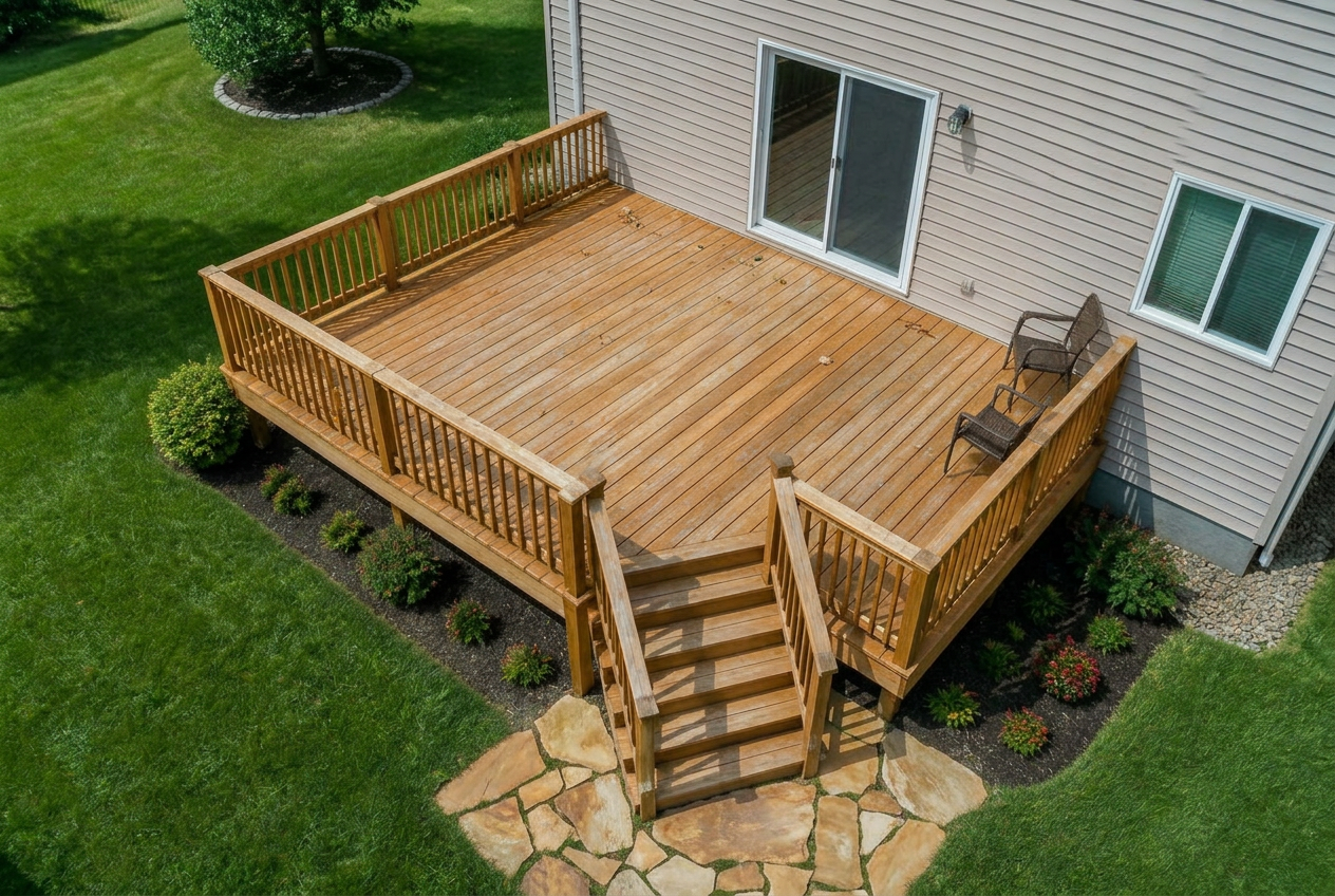 Pressure-treated deck