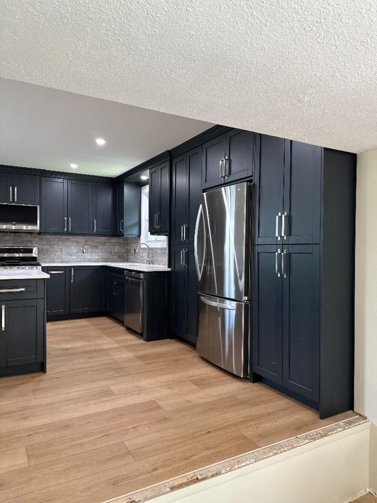 Navy galley kitchen