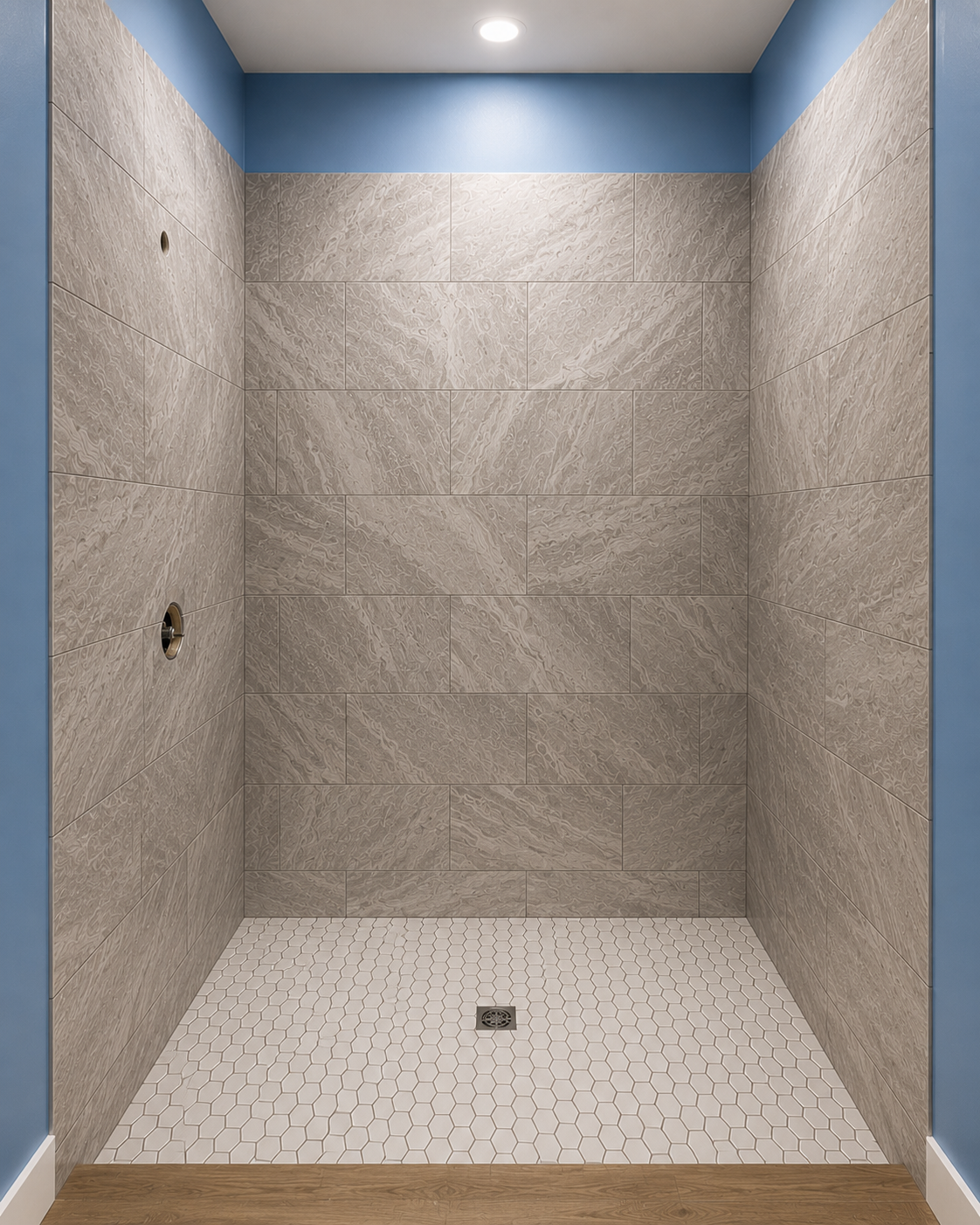 Walk-in tile shower