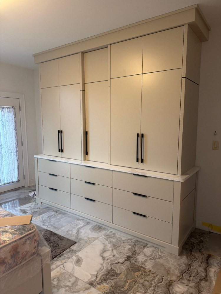 Custom cream storage wall